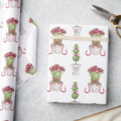 Waterverf Bourgondische amaryllis en topiair monog Cadeaupapier