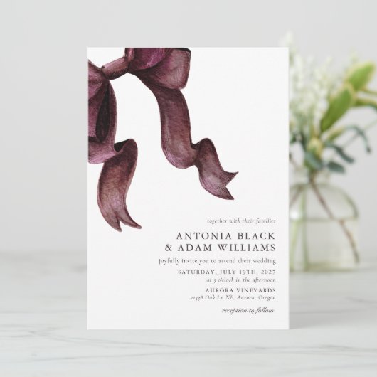 Waterverf Bourgondische boog bloemenbruiloft Kaart (Staand voorkant)