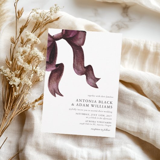 Waterverf Bourgondische boog bloemenbruiloft Kaart