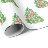 Waterverf Bourgondische kerstboom Cadeaupapier (Rol Hoek)