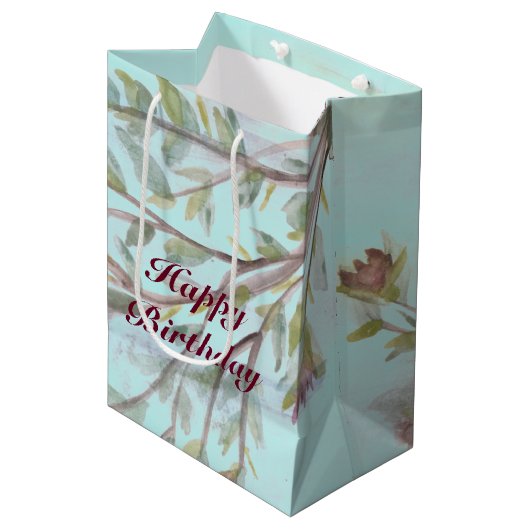 Waterverf Bourgondische kunstpatroon Medium Cadeauzakje (Voorkant Gekanteld)