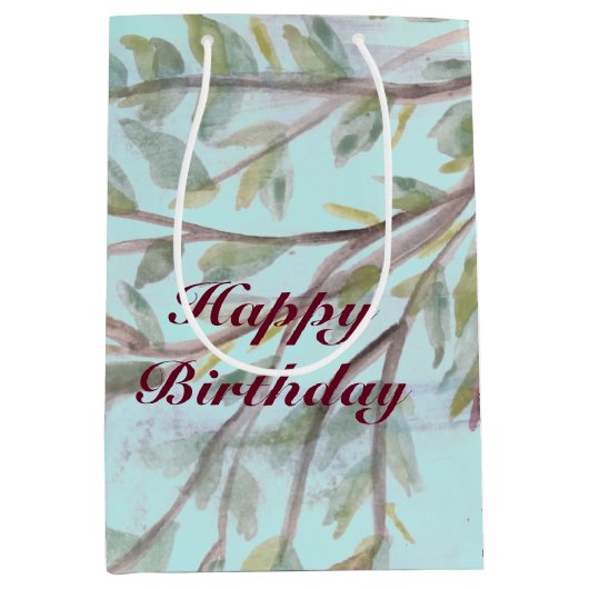 Waterverf Bourgondische kunstpatroon Medium Cadeauzakje (Voorkant)