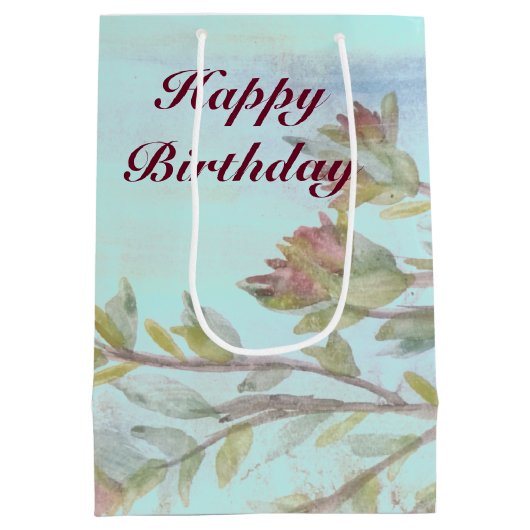 Waterverf Bourgondische kunstpatroon Medium Cadeauzakje (Achterkant)