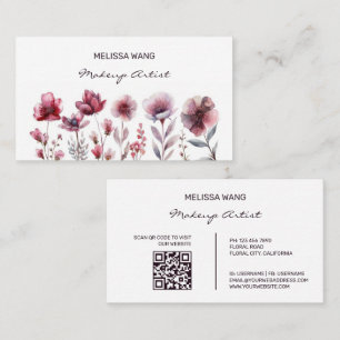 Waterverf Bourgondische rode bloemen Visitekaartje