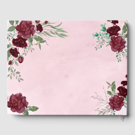 Waterverf Bourgondische rode roos bruiloft Gastenboek (Achterkant)