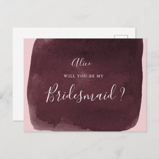 waterverf Bourgondische wasbeurs uitnodiging (Voorkant / Achterkant)