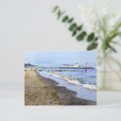 Waterverf Bournemouth Beach briefkaart (Staand voorkant)