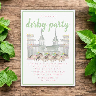 Waterverf Bouw Derby Party Paardenrennen Kaart
