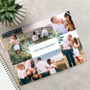 Waterverf Bouw Familie Foto Collage & Monogram Kalender