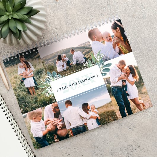 Waterverf Bouw Familie Foto Collage & Monogram Kalender