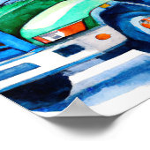 Waterverf Bouwvoertuig Digitale Kunst Poster (Hoek)