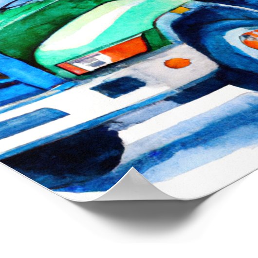 Waterverf Bouwvoertuig Digitale Kunst Poster (Hoek)