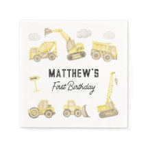 Waterverf Bouwvoertuig Eerste Verjaardag
