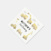 Waterverf Bouwvoertuig Eerste Verjaardag Servet (Hoek)