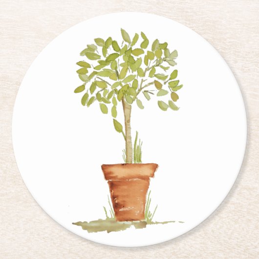 Waterverf bovenleiding ronde kartonnen onderzetter (Voorkant)