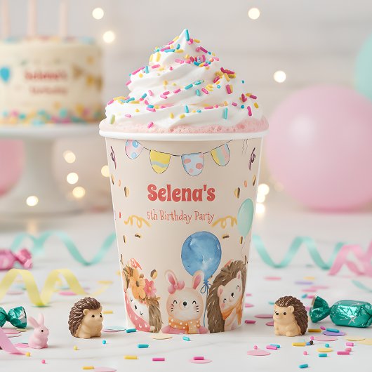 Waterverf boviene kinderen Birthday Papieren Bekers