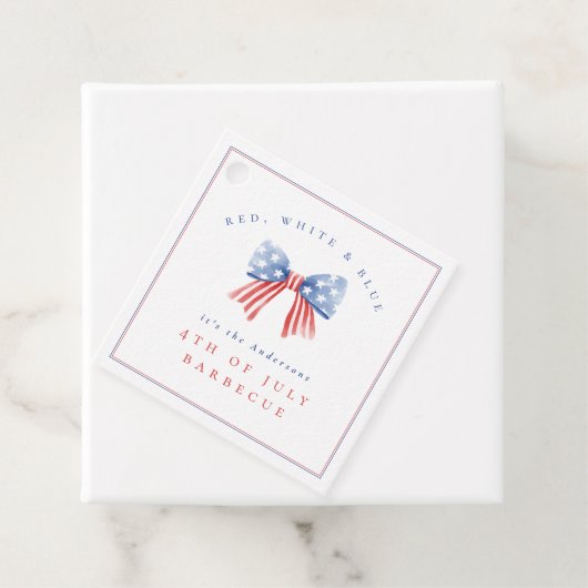 Waterverf Bow 4 juli Barbecue Verfijnd Bedankjes Labels (In situ)