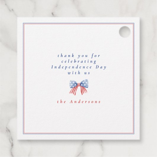 Waterverf Bow 4 juli Barbecue Verfijnd Bedankjes Labels (Achterkant)