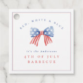 Waterverf Bow 4 juli Barbecue Verfijnd Bedankjes Labels (Voorkant)