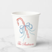 Waterverf Bow Candy Cane Papieren Bekers (Voorkant)