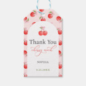 Waterverf Bow Cherry eerste 1e verjaardag Cadeaulabel (Voorkant)