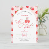 Waterverf Bow Cherry eerste 1e verjaardag Kaart (Staand voorkant)