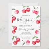 Waterverf Bow Cherry verjaardagsuitnodiging Kaart (Voorkant)