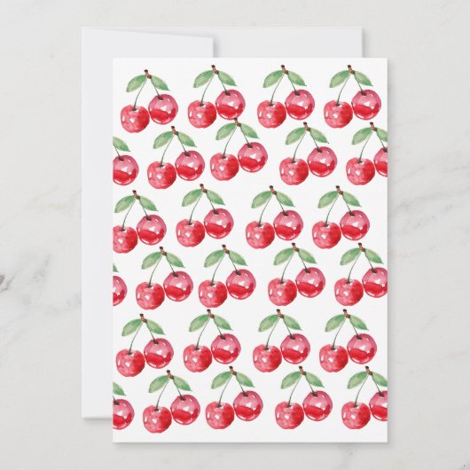 Waterverf Bow Cherry verjaardagsuitnodiging Kaart (Achterkant)