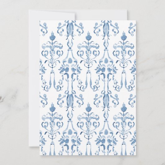 Waterverf Bow & Damask Aangepaste naam Gepersonali Notitiekaartje (Achterkant)