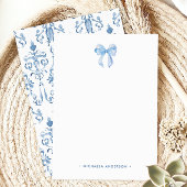 Waterverf Bow & Damask Aangepaste naam Gepersonali Notitiekaartje