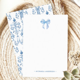 Waterverf Bow & Damask Aangepaste naam Gepersonali Notitiekaartje