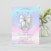 Waterverf Bow Holografisch Baby shower Kaart (Staand voorkant)