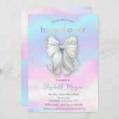 Waterverf Bow Holografisch Baby shower Kaart (Voorkant / Achterkant)