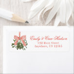Waterverf Bow Mistletoe Christmas Return Adres Etiket<br><div class="desc">PreppyPrint.com - Vier Kerstmis in stijl! Voeg uw persoonlijke touch toe. Breng dit ontwerp ook over op de producten van uw keuze! Bezoek mijn designerwinkel,  PreppyPrint.com,  voor het coördineren van items.</div>