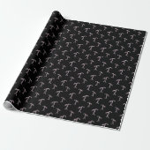 Waterverf Bow Pattern Black Wrapping Paper Roll Cadeaupapier (Uitgerold)