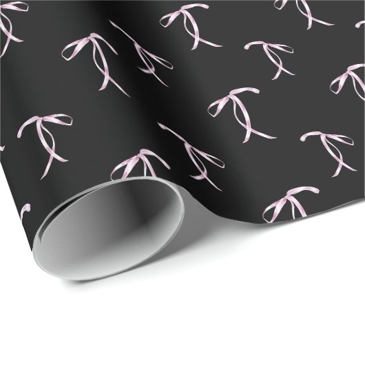 Waterverf Bow Pattern Black Wrapping Paper Roll Cadeaupapier (Rol Hoek)