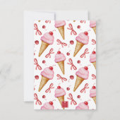 Waterverf Bow Pink Ice Cream Cone Bedankkaart (Achterkant)