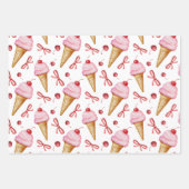 Waterverf Bow Pink Ice Cream Cone Inpakpapier Vel (Voorkant 2)