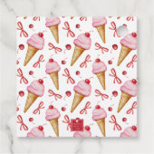 Waterverf Bow Pink Ice Cream Cone Party Bedankjes Labels (Achterkant)