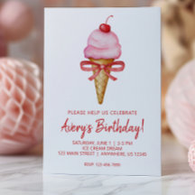 Waterverf Bow Pink Ice Cream Cone Party