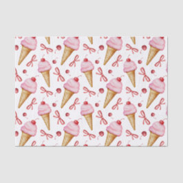 Waterverf Bow Pink Ice Cream Cone Tissuepapier