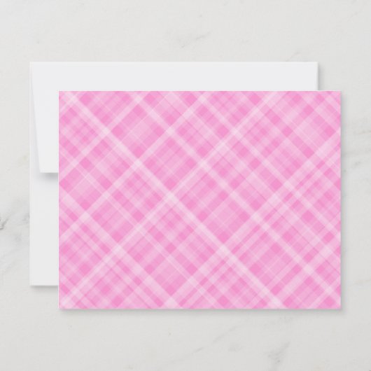 Waterverf Bow Preppy Roze Plaid Baby Note Kaart Notitiekaartje (Achterkant)