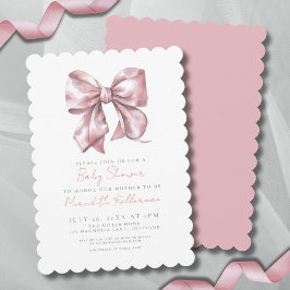 Waterverf Bow Roze Baby shower Kaart