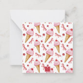 Waterverf Bow Roze Ice Cream Cone Gift Enclosure Notitiekaartje (Achterkant)