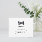 Waterverf Bow stropdas Wil je mijn Groomsman zijn Kaart (Staand voorkant)