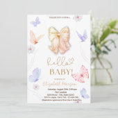 Waterverf Bow Vlinders Polk Stippen Baby shower Kaart (Staand voorkant)