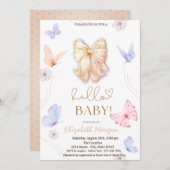 Waterverf Bow Vlinders Polk Stippen Baby shower Kaart (Voorkant / Achterkant)