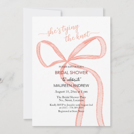 Waterverf Bow Ze bindt het knoop Vrijgezellenfeest Kaart (Voorkant)