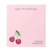 Waterverf Bowl of Cherries Girly Pink Coquette Notitieblok (Voorkant)