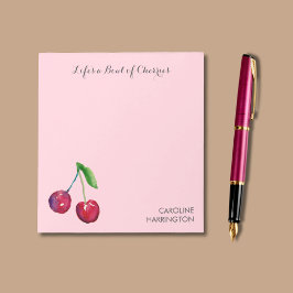 Waterverf Bowl of Cherries Girly Pink Coquette Notitieblok